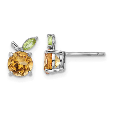 Image of Sterling Silver Rhodium-plated Citrine and Peridot Orange Post Earrings