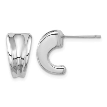 Image of Sterling Silver Rhodium-plated Polished Graduating J-hoop Post Earrings
