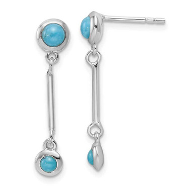 Image of 27mm Sterling Silver Rhodium-plated Simulated Turquoise Drop Dangle Earrings