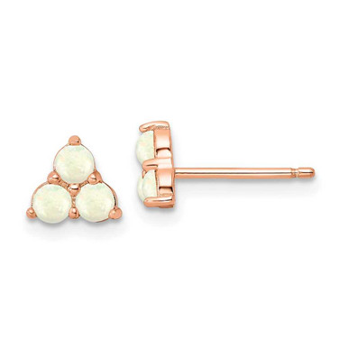 Image of 6.5mm Sterling Silver Pink Polished Triple Created Opal Cluster Post Earrings
