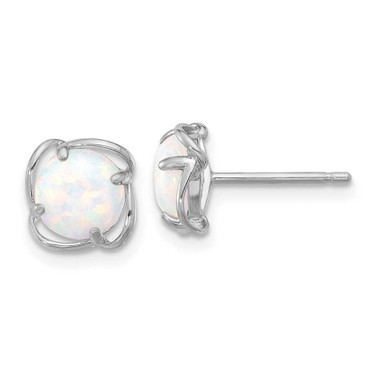 Image of 8.7mm Sterling Silver Rhodium-plated Polished Round Created Opal Post Earrings