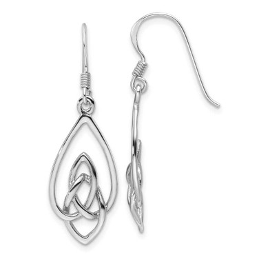 Image of 37.7mm Sterling Silver Rhodium-Plated Polished Dangle Celtic Knot Design Earrings