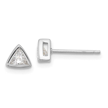 Image of 5.5mm Sterling Silver Rhodium-plated Polished 4mm CZ Triangle Post Stud Earrings