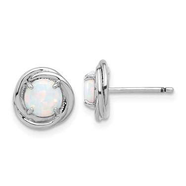 Image of 9.75mm Sterling Silver Rhodium-plated Polished Created Opal Swirl Circle Post Earrings