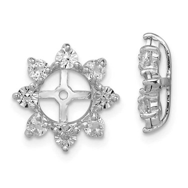 Image of 13mm Sterling Silver Rhodium-plated Diamond & White Topaz Earrings Jacket QJ115APR Image of 13mm Sterling Silver Rhodium-plated Diamond & White Topaz Earrings Jacket QJ115APR