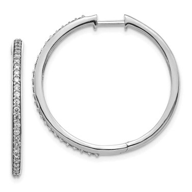 Image of 27mm 14k White Gold Diamond Hinged Hoop Earrings EM4267-050-WA