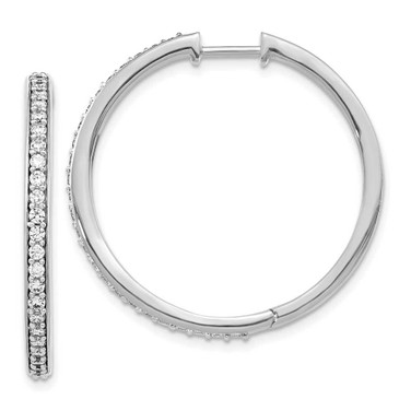 Image of 30mm 14k White Gold Diamond Hinged Hoop Earrings EM4267-075-WA