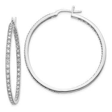 Image of 39mm 14k White Gold Diamond In/Out Hoop Earrings EM5423-088-WA