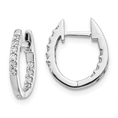 Image of 13mm 14k White Gold In/Out Diamond Hinged Hoop Earrings EM5421-025-WA
