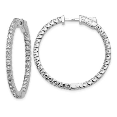 Image of 28mm 14k White Gold Diamond Round Hoop w/Safety Clasp Earrings XE1989WAA