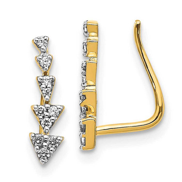 Image of 12mm 14K Yellow Gold Diamond Ear Climber Earrings EM3899-015-YA