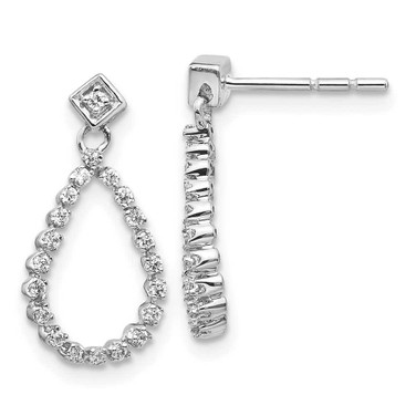 Image of 18mm 14k White Gold Diamond Teardrop Post Earrings EM5550-025-WA