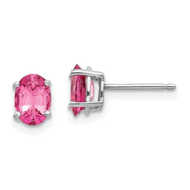 Image of 7mm 14k White Gold Pink Spinel Earrings XE87WSK-A