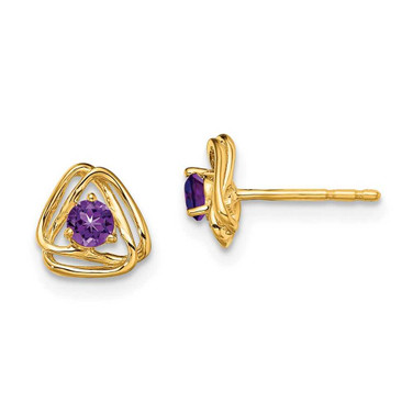 Image of 7.3mm 14K Yellow Gold Amethyst Post Earrings EM7395-AM-Y
