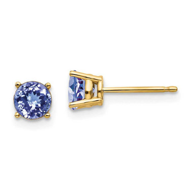 Image of 5mm 14K Yellow Gold Tanzanite Post Earrings XE72T-B