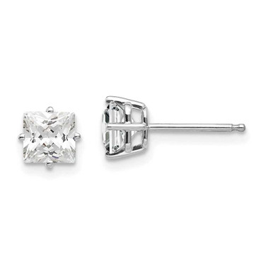 Image of 5mm 14k White Gold 5mm Cubic Zirconia Earrings XE61WCZ