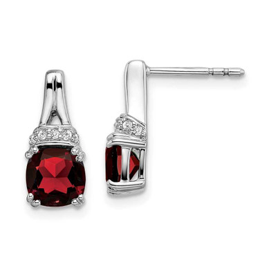 Image of 13.8mm 14k White Gold Garnet and Diamond Earrings EM7074-GA-007-WA