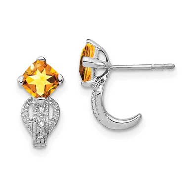 Image of 12.25mm 14k White Gold Citrine and Diamond Earrings EM7086-CI-003-WA