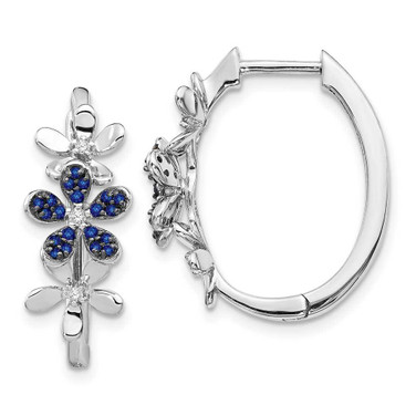 Image of 22mm 14k White Gold Diamond and Sapphire Earrings EM4044-SA-006-WA
