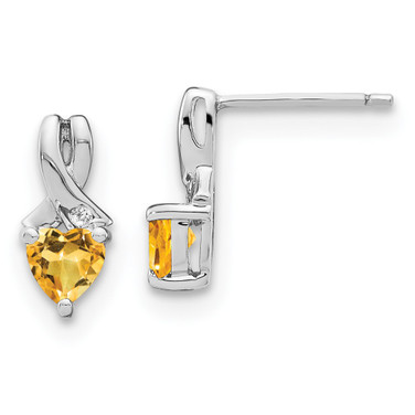 13mm Sterling Silver Citrine and Diamond Earrings EM7401-CI-002-SSA