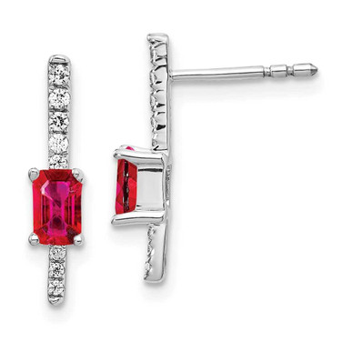 Image of 16mm 14k White Gold Diamond and Ruby Fancy Earrings EM3874-RU-014-WA