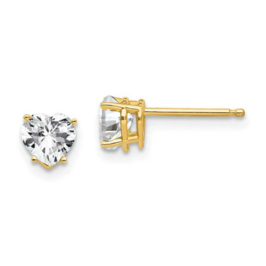 Image of 5mm 14K Yellow Gold 5mm Heart Cubic Zirconia Earrings XE97CZ