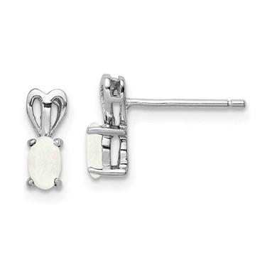 Image of 10mm Sterling Silver Rhodium-plated Created Opal Earrings QBE20OCT