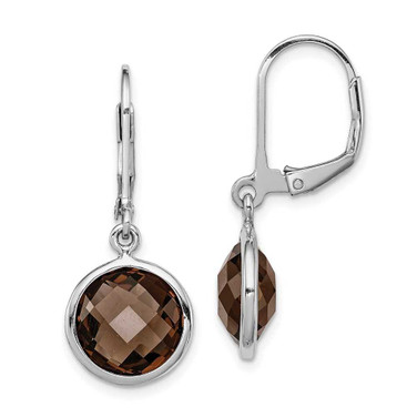 Image of 28mm Sterling Silver Rhodium-plated Smoky Quartz Earrings QE9818SQ