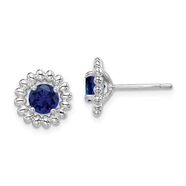 Image of 10mm Sterling Silver Rhodium-plated Created Sapphire Earrings QE14495SEP