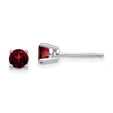 Image of 4mm 14k White Gold 4mm Garnet Earrings
