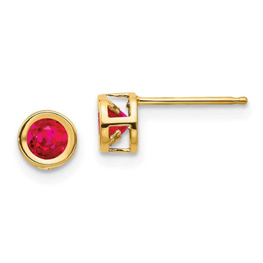 Image of 5mm 14K Yellow Gold Ruby Earrings - July