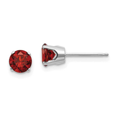 Image of 5mm 14k White Gold 5mm Garnet Stud Earrings