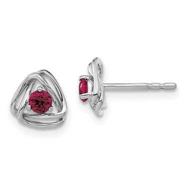 Image of 7.3mm 14k White Gold Created Ruby Post Earrings