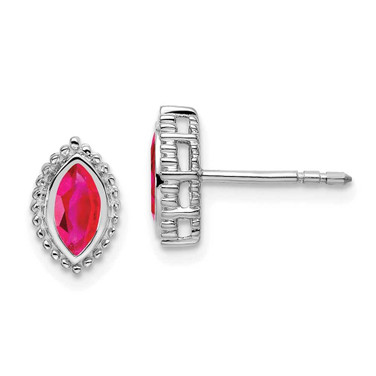 Image of 9.5mm 14k White Gold Marquise Ruby Post Earrings