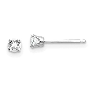 Image of 3mm 14k White Gold 3mm White Topaz Stud Earrings