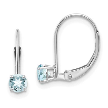 Image of 13mm 14k White Gold 4mm Aquamarine/March Earrings