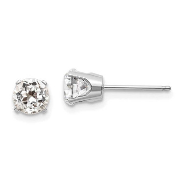 Image of 5mm 14k White Gold 5mm White Topaz Stud Earrings Image of 5mm 14k White Gold 5mm White Topaz Stud Earrings