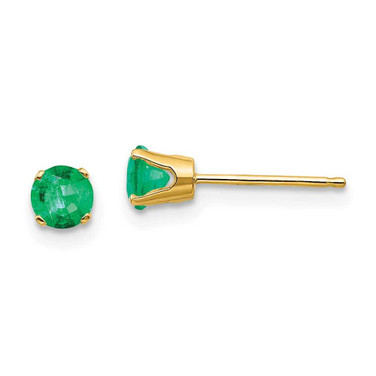 Image of 4mm 14K Yellow Gold 4mm May/Emerald Post Earrings