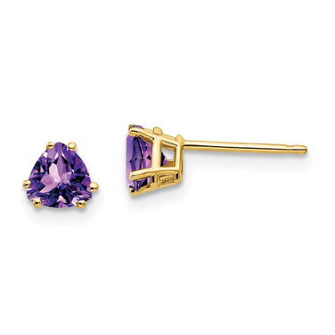 Image of 5mm 14K Yellow Gold 5mm Trillion Amethyst Earrings