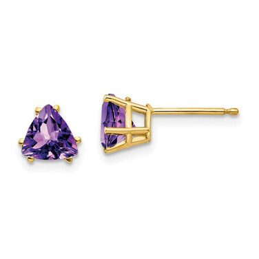 Image of 6mm 14K Yellow Gold 6mm Trillion Amethyst Earrings
