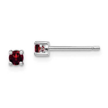 Image of 3mm Sterling Silver 3mm Round Garnet Post Earrings