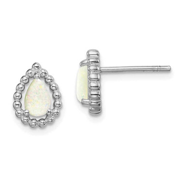 Image of 10.15mm Sterling Silver Lab Created Opal Post Earrings