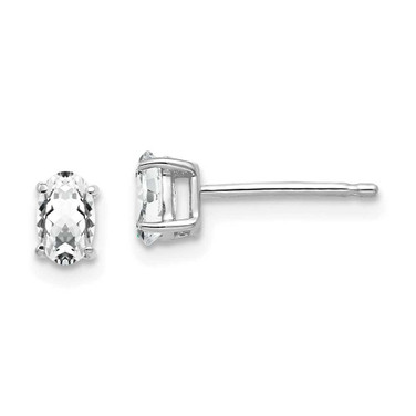 Image of 6mm 14k White Gold 5x3mm Oval Cubic Zirconia Earrings