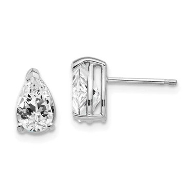 Image of 9mm 14k White Gold 8x5mm Pear Cubic Zirconia Earrings