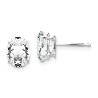 Image of 9mm 14k White Gold 8x6mm Oval Cubic Zirconia Earrings