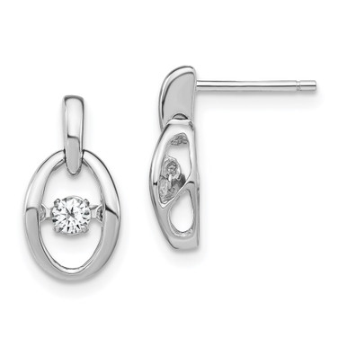 14mm Sterling Silver Rhodium-plated CZ Vibrant Earrings