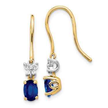 Image of 29mm 14k Two-tone Gold Diamond and Oval Sapphire Earrings
