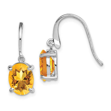 Image of 23mm Sterling Silver Rhodium-plated Citrine Wire Earrings Image of 23mm Sterling Silver Rhodium-plated Citrine Wire Earrings