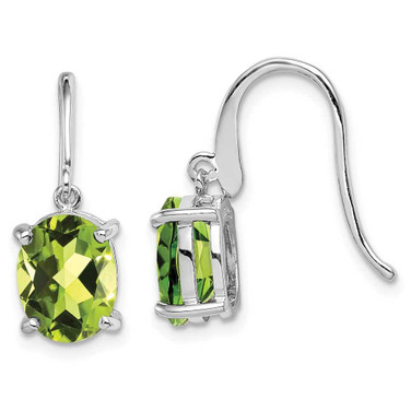 Image of 22mm Sterling Silver Rhodium-plated Peridot Wire Earrings