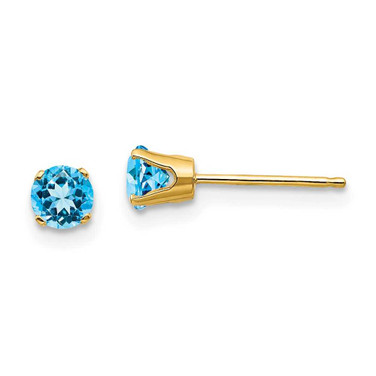 Image of 4mm 14K Yellow Gold 4mm December/Blue Topaz Post Earrings